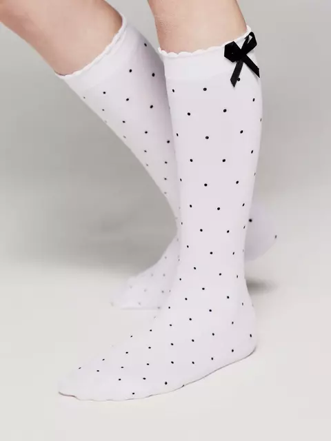 Гольфы детские в точку с декоративным бантом evie bianco, 20С-116СП, 18, CONTE ELEGANT,  - 2