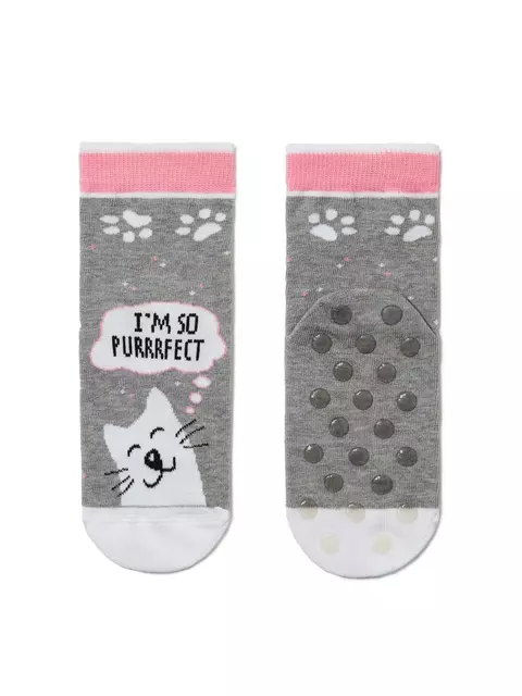 Антискользящие носки tip-top с рисунками "кот purrrfect" 403 серый, 7С-54СП, 16, CONTE-KIDS,  - 3