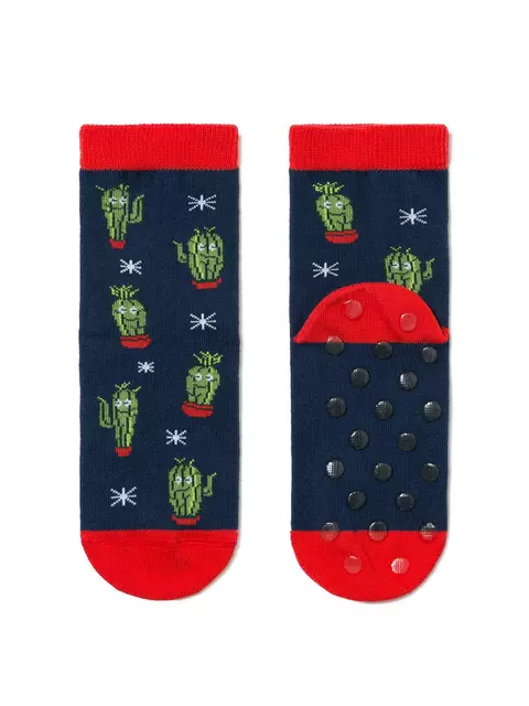 Антискользящие носки tip-top с рисунками "кактусы" 393 темно-синий, 7С-54СП, 16, CONTE-KIDS,  - 1