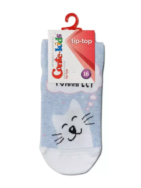 Антискользящие носки tip-top с рисунками "кот purrrfect" 403 светло-голубой, 7С-54СП, 16, CONTE-KIDS,  - 2
