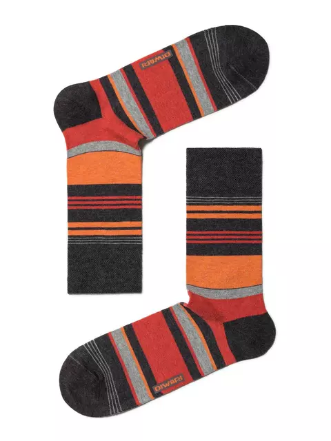 Хлопковые мужские носки happy 129 темно-серый-красный, 15С-23СП, 42-43 (27), DIWARI,  - 1