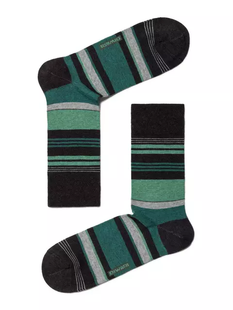 Хлопковые мужские носки happy 129 темно-бирюзовый, 15С-23СП, 42-43 (27), DIWARI,  - 1