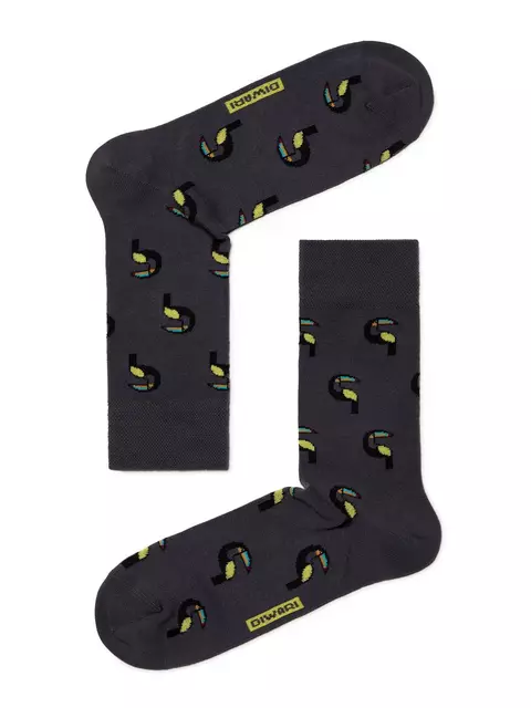 Хлопковые носки happy с рисунками "туканы" 081 темно-серый, 17С-151СП, 42-43 (27), DIWARI,  - 1