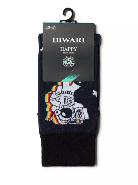 Хлопковые мужские носки happy с рисунками 133 темно-синий, 17С-151СП, 40-41 (25), DIWARI,  - 2