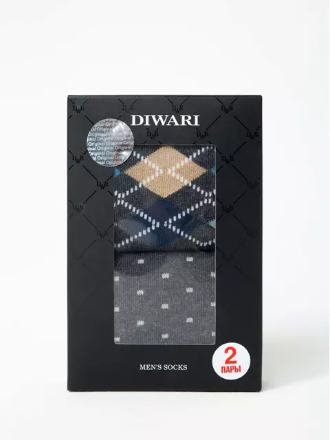 Хлопковые носки diwari в фирменной коробке (2 пары) 718 темно-серый, , 44-45 (29), DIWARI, - 1