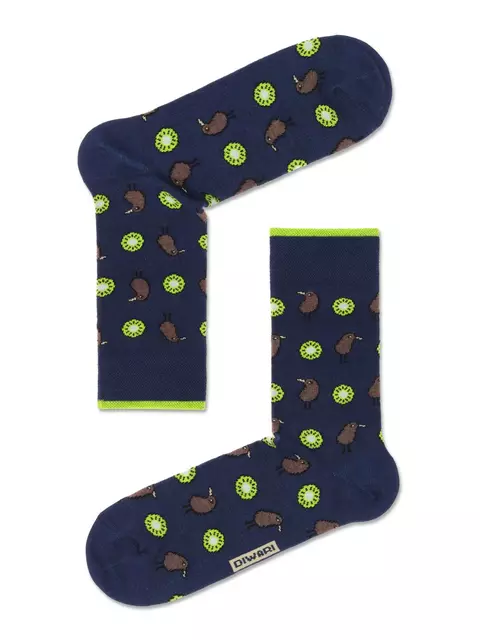 Хлопковые мужские носки happy с рисунком «киви» 136 темно-синий, 20С-37СП, 42-43 (27), DIWARI,  - 1