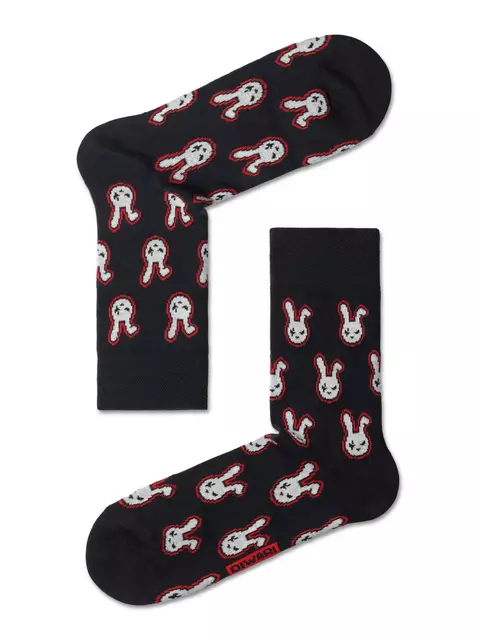 Хлопковые мужские носки happy с рисунком «кролики» 142 темно-синий, 20С-37СП, 40-41 (25), DIWARI,  - 1