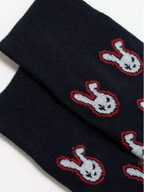 Хлопковые мужские носки happy с рисунком «кролики» 142 темно-синий, 20С-37СП, 42-43 (27), DIWARI,  - 3