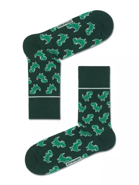 Хлопковые мужские носки happy с рисунком «динозавры» 143 темно-зеленый, 20С-37СП, 44-45 (29), DIWARI,  - 1
