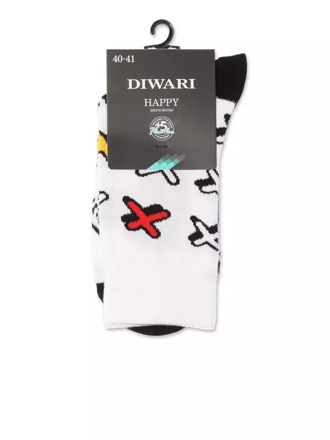 Хлопковые мужские носки diwari happy с рисунком «крестики» 134 белый, 20С-37СП, 44-45 (29), DIWARI,  - 3