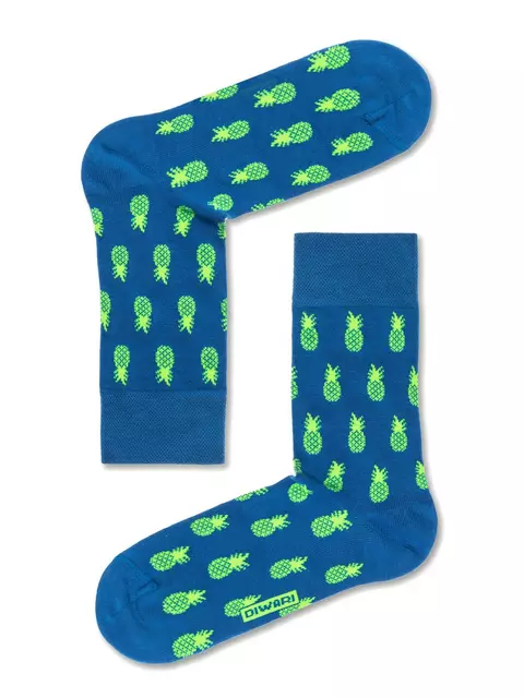 Хлопковые мужские носки happy с рисунком «ананасы» 145 синий, 20С-37СП, 42-43 (27), DIWARI,  - 1