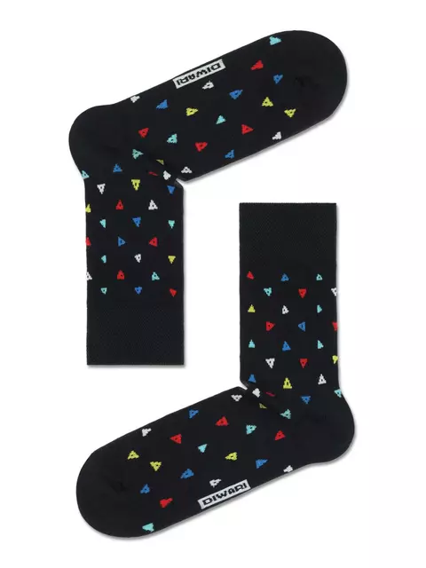 Хлопковые мужские носки happy с рисунком «треугольники» 138 темно-синий, 20С-37СП, 42-43 (27), DIWARI,  - 2