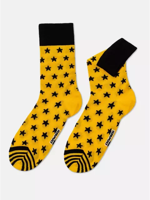 Хлопковые мужские носки happy с рисунком «звезды» 137 желтый, 20С-37СП, 44-45 (29), DIWARI,  - 1