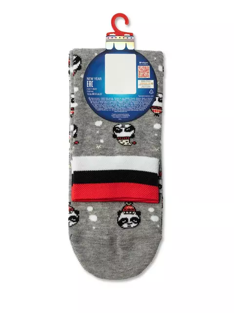 Носки мужские новогодние «xmas panda» diwari 518 серый, 20С-62СП, 42-45 (27-29), DIWARI,  - 3