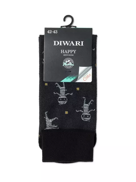 Носки мужские с печатными рисунками happy 149 черный, 20С-202СП, 40-41 (25), DIWARI,  - 2