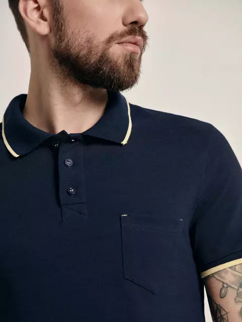 Футболка-поло с контрастной отделкой diwari md 944 patriot blue, 18С-720ТСП, 182-92/S, DIWARI,  - 4