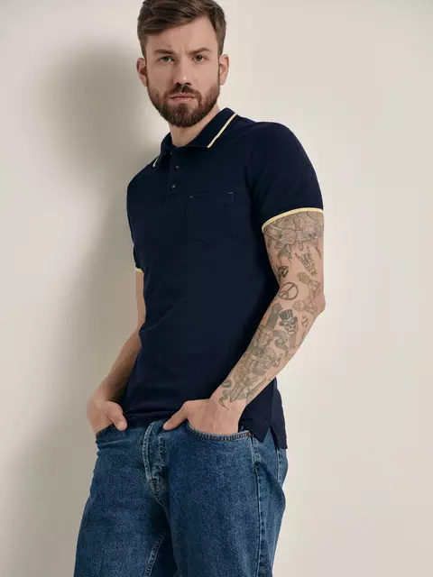 Футболка-поло с контрастной отделкой diwari md 944 patriot blue, 18С-720ТСП, 182-92/S, DIWARI,  - 2