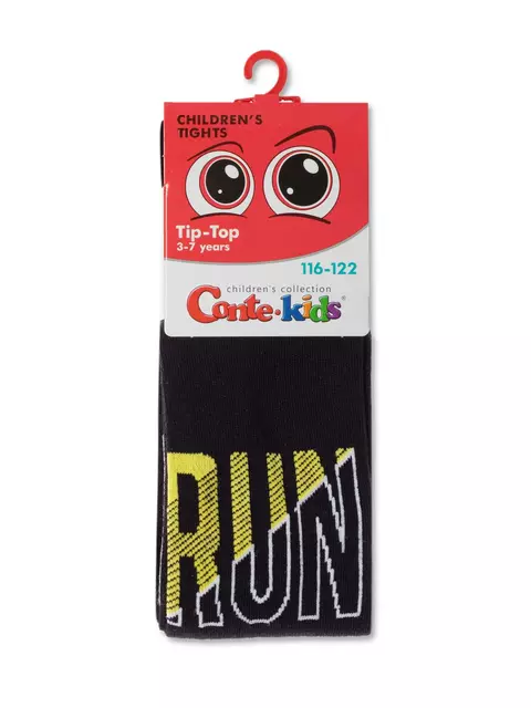 Колготки детские с рисунком «run»  559 черный, 4С-05СП, 116-122 (18), CONTE-KIDS,  - 2