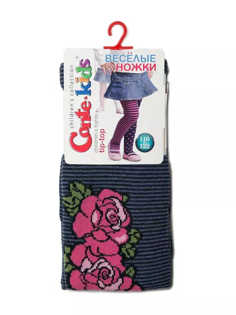 Колготки детские tip-top (весёлые ножки) 487 темный джинс, 14С-79СП, 116-122 (18), CONTE-KIDS,  - 2