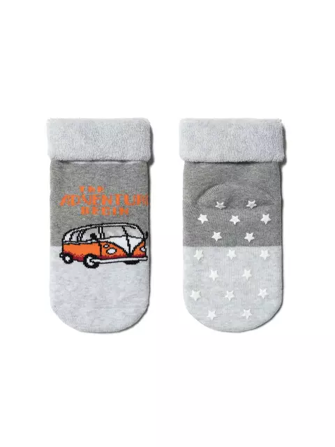 Теплые махровые детские носки sof-tiki с отворотом и антискользящей стопой 473 серый, 7С-62СП, 12, CONTE-KIDS,  - 1