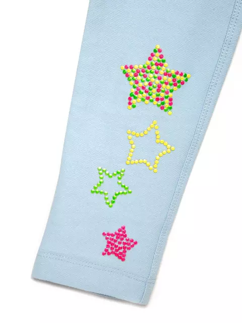 Джеггинсы для девочки с ярким рисунком из неоновых стразов rock star crystal blue, 18С-752ДТСП, 140,146-76, CONTE ELEGANT,  - 7