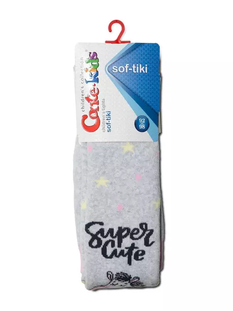Колготки детские sof-tiki (махровые внутри) с рисунками 521 светло-серый, 7С-38СП, 104-110 (16), CONTE-KIDS,  - 2