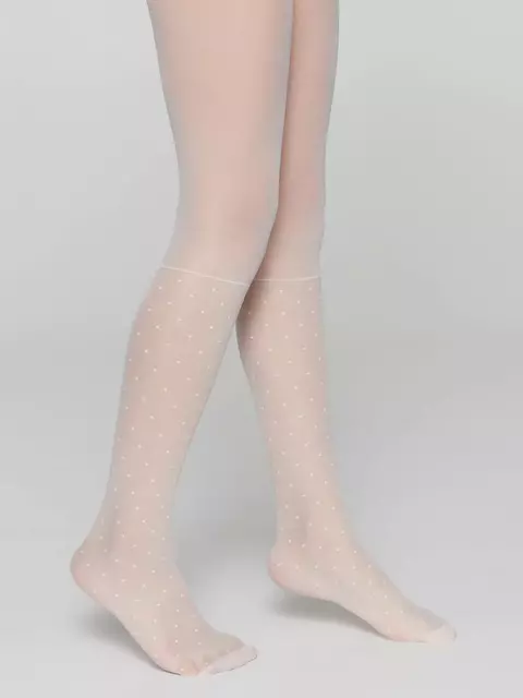 Колготки детские с имитацией гольфов в горошек milana milk, 20С-115СП, 128-134, CONTE ELEGANT,  - 3