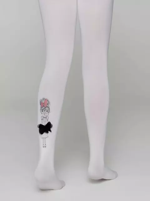 Колготки детские из микрофибры с рисунком и декором pretty bianco, 21С-87СП, 104-110, CONTE ELEGANT,  - 3
