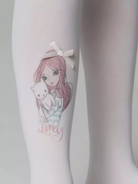 Колготки детские из микрофибры с рисунком и декором lovely bianco, 21С-88СП, 104-110, CONTE ELEGANT,  - 3