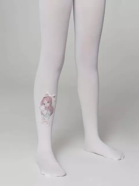 Колготки детские из микрофибры с рисунком и декором lovely bianco, 21С-88СП, 104-110, CONTE ELEGANT,  - 2