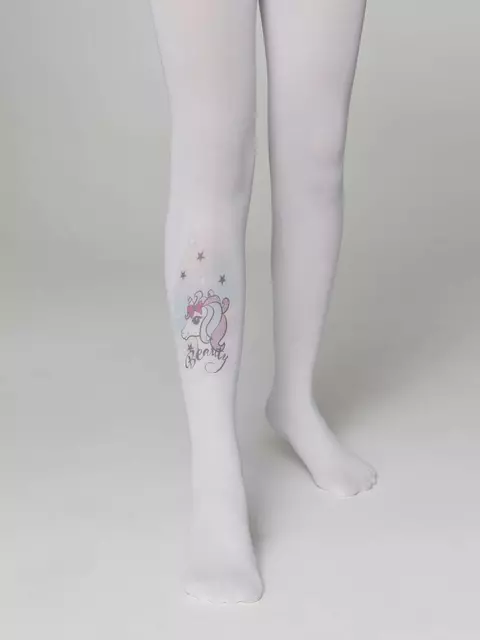 Колготки детские из микрофибры с рисунком beauty bianco, 21С-89СП, 104-110, CONTE ELEGANT,  - 2