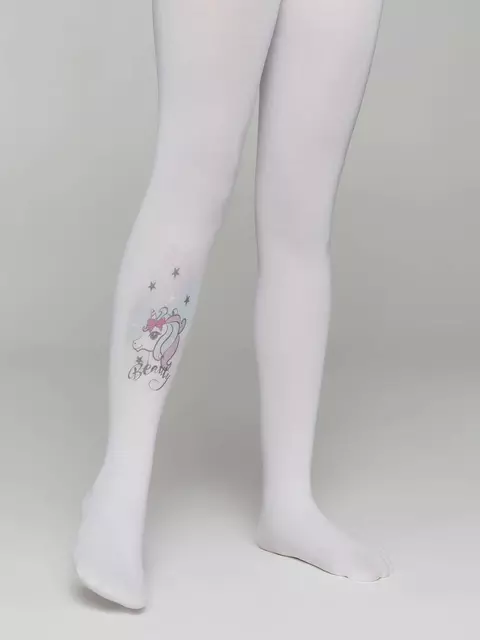 Колготки детские из микрофибры с рисунком beauty bianco, 21С-89СП, 104-110, CONTE ELEGANT,  - 3