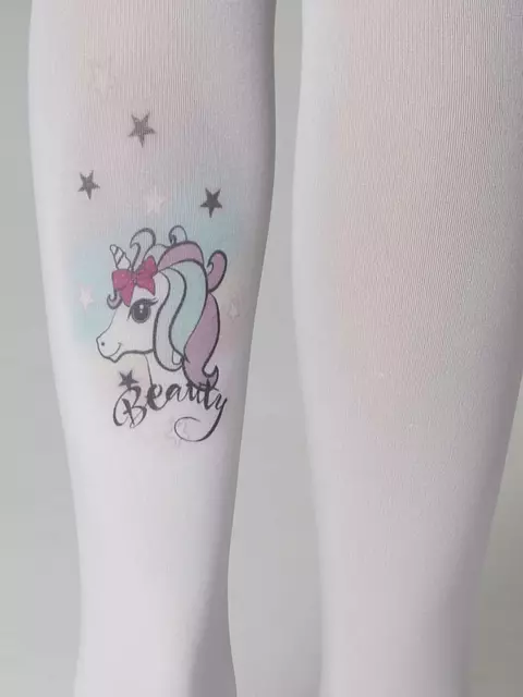 Колготки детские из микрофибры с рисунком beauty bianco, 21С-89СП, 104-110, CONTE ELEGANT,  - 5