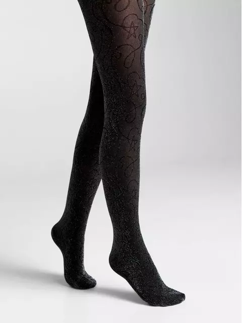 Колготки детские с люрексом и фантазийным рисунком shiny nero, 21С-109СП, 104-110, CONTE ELEGANT,  - 2
