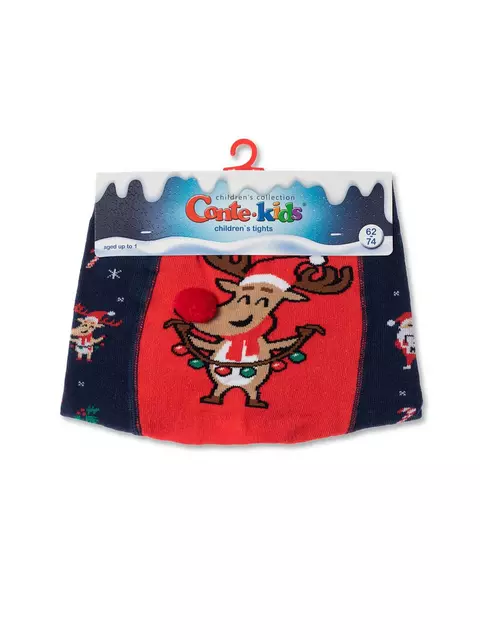 Новогодние детские колготки с помпоном «holiday» 553 темно-синий, 19С-98/1СП, 80-86 (14), CONTE-KIDS,  - 4