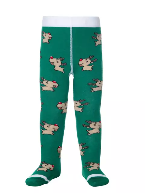 Новогодние детские колготки conte-kids "deer" 589 зеленый, 21С-31СП, 80-86 (14), CONTE-KIDS,  - 2