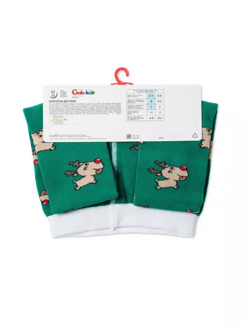 Новогодние детские колготки conte-kids "deer" 589 зеленый, 21С-31СП, 80-86 (14), CONTE-KIDS,  - 4