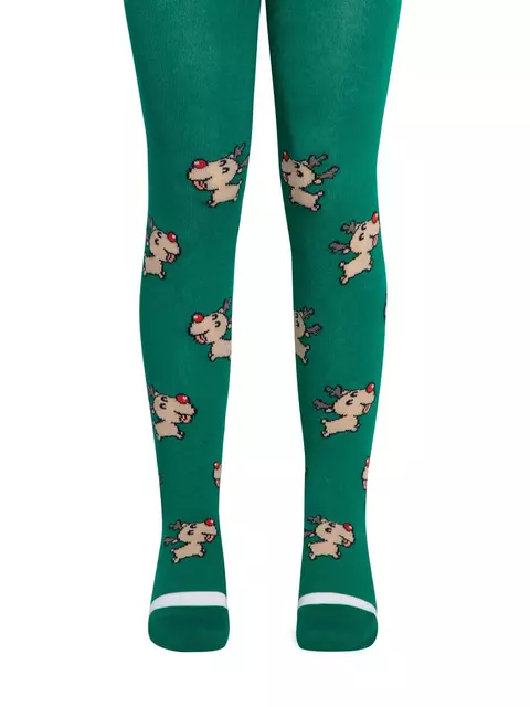 Новогодние детские колготки conte-kids "deer" 589 зеленый, 21С-31СП, 80-86 (14), CONTE-KIDS,  - 5