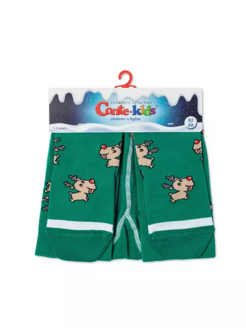 Новогодние детские колготки conte-kids "deer" 589 зеленый, 21С-31СП, 80-86 (14), CONTE-KIDS,  - 6