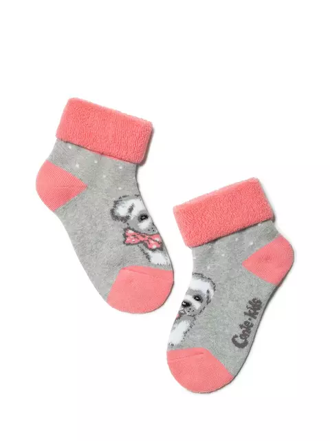 Махровые детские носки sof-tiki (с отворотом) 221 серый, 6С-19СП, 14, CONTE-KIDS,  - 1
