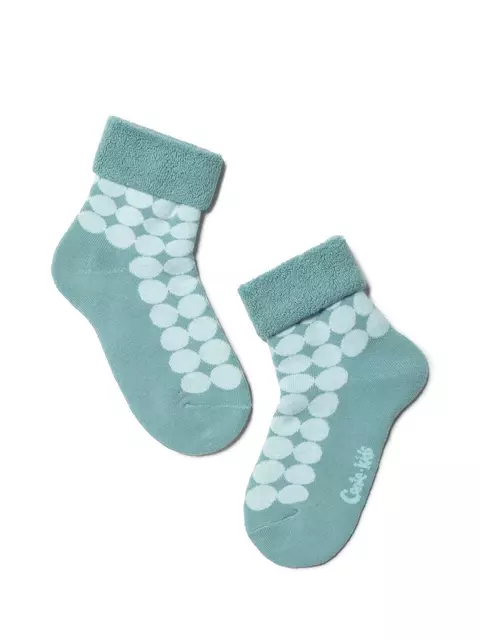 Теплые махровые детские носки sof-tiki (с отворотом) 222 бирюза, 6С-19СП, 18, CONTE-KIDS,  - 1