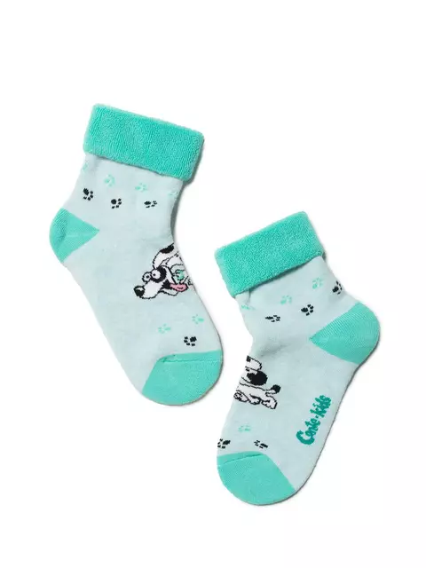 Махровые детские носки sof-tiki (с отворотом) 223 бледно-бирюзовый, 6С-19СП, 16, CONTE-KIDS,  - 1