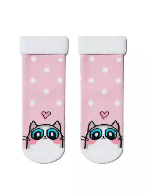 Махровые детские носки sof-tiki с отворотом 434 cветло-розовый, 6С-19СП, 22, CONTE-KIDS,  - 1