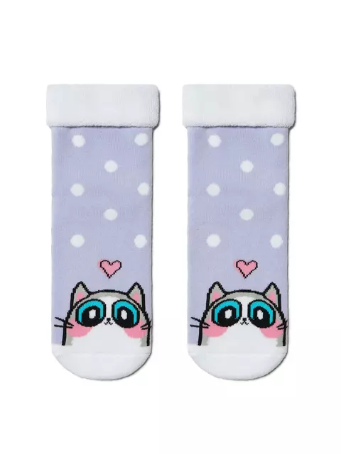 Махровые детские носки sof-tiki с отворотом 434 бледно-фиолетовый, 6С-19СП, 22, CONTE-KIDS,  - 1