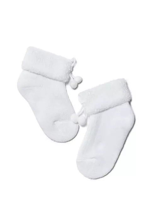 Теплые махровые детские носки sof-tiki (с отворотом, декор) 212 белый, 15С-4СП, 10, CONTE-KIDS,  - 1