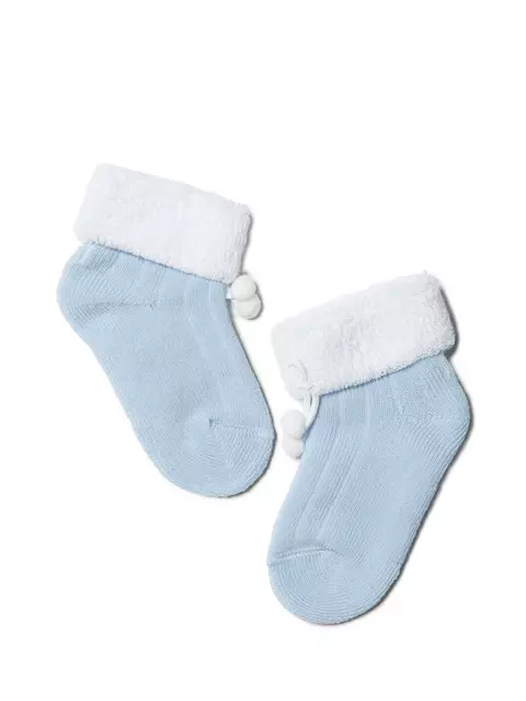 Теплые махровые детские носки sof-tiki (с отворотом, декор) 212 голубой, 15С-4СП, 10, CONTE-KIDS,  - 1