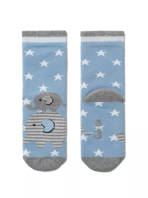 Махровые носки sof-tiki с рисунками "слоники" 415 голубой, 7С-46СП, 14, CONTE-KIDS,  - 1