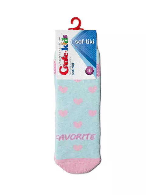 Махровые носки sof-tiki с рисунками "сердечки" 416 бледно-бирюзовый, 7С-46СП, 18, CONTE-KIDS,  - 2