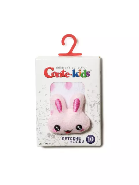 Махровые детские носки sof-tiki с мордашками "зайка" 398 белый, 18С-263СП, 10, CONTE-KIDS,  - 2
