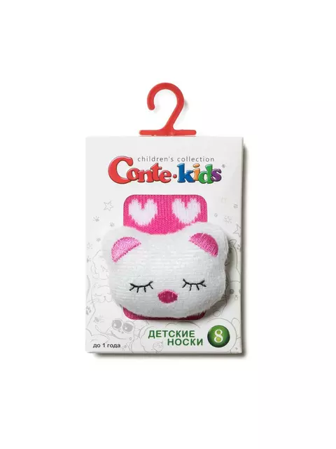 Махровые детские носки sof-tiki с мордашками "котик" 402 розовый, 18С-263СП, 10, CONTE-KIDS,  - 2